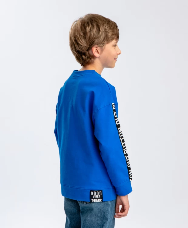 фото Толстовка с лампасами синяя button blue (140)
