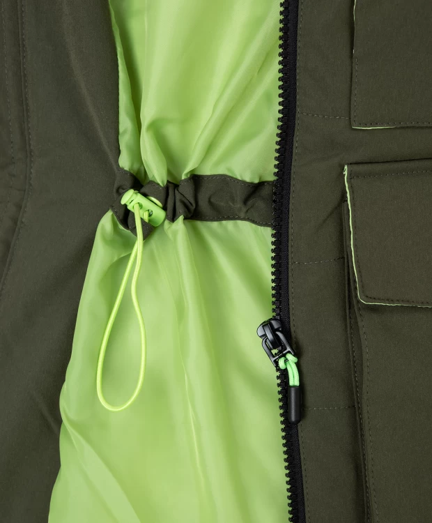 фото Пальто демисезонное с капюшоном зеленое button blue (134)