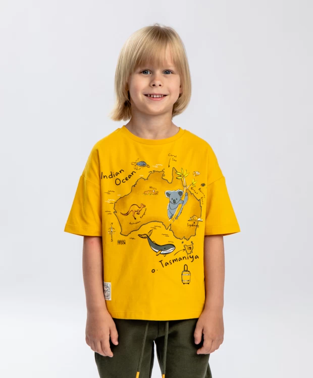 фото Футболка с принтом жёлтая button blue (110)