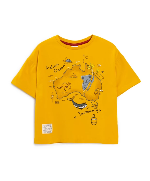 фото Футболка с принтом жёлтая button blue (110)