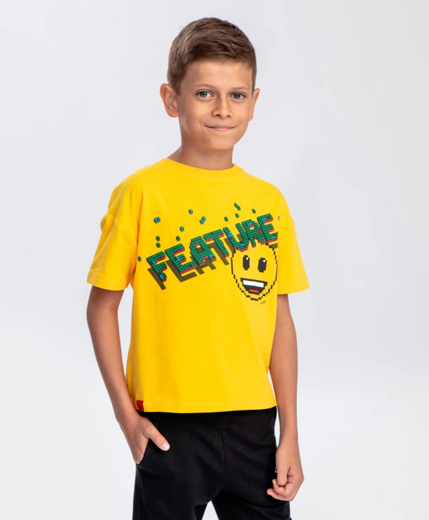 фото Футболка с принтом желтая button blue (104)