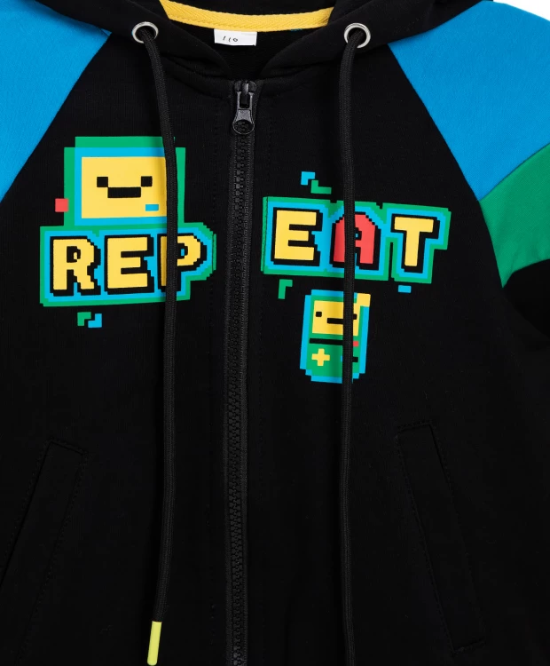 фото Толстовка на молнии черная button blue (98)