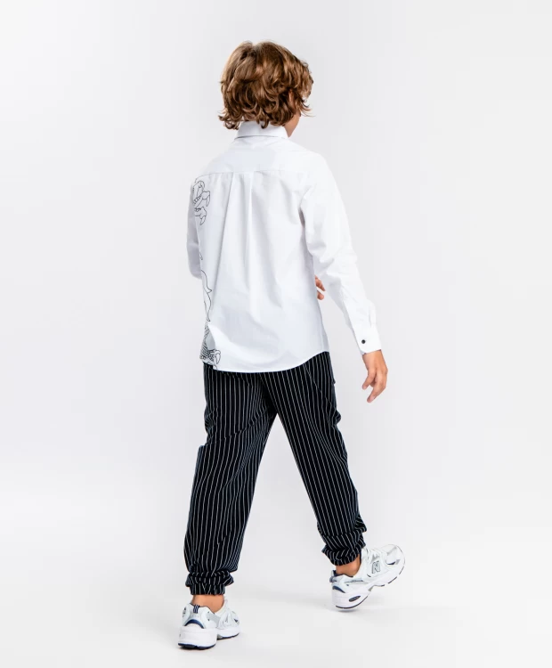 фото Брюки в полоску черные button blue (98)