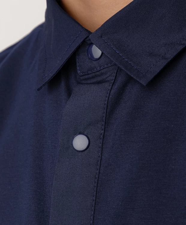 фото Рубашка на кнопках темно-синяя button blue (128)