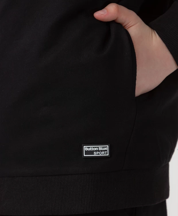 фото Толстовка на молнии с капюшоном черная button blue (164)