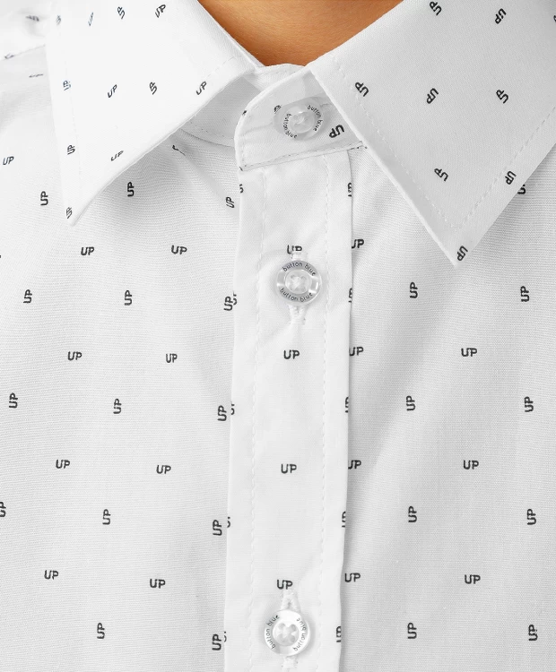фото Рубашка приталенная на пуговицах белая button blue (164)