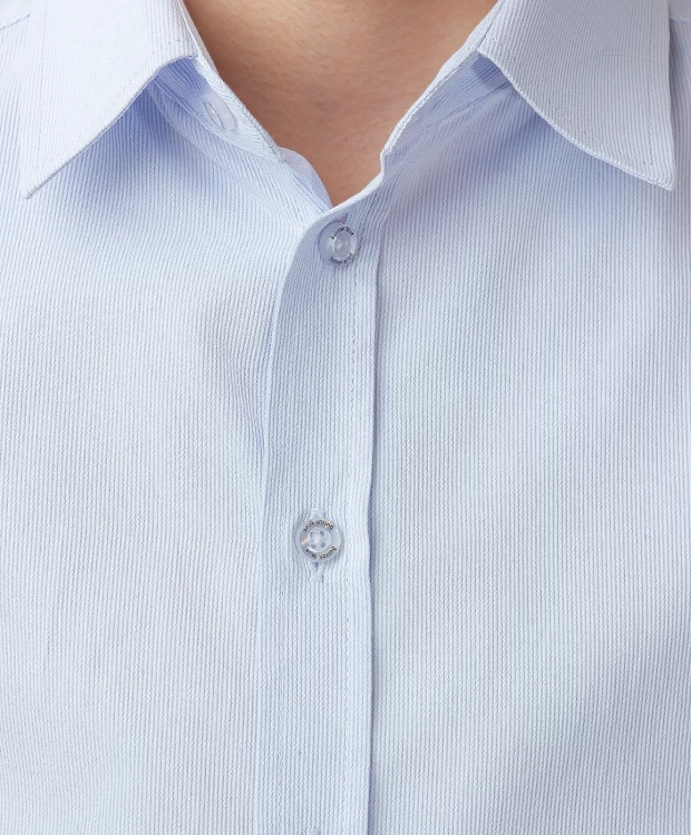 фото Рубашка приталенная на пуговицах голубая button blue (164)