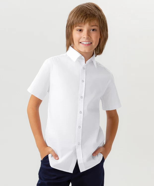 Белая рубашка для мальчика с длинным рукавом