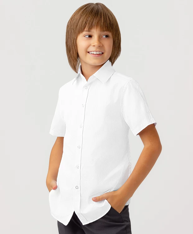 фото Рубашка с коротким рукавом белая button blue (128)