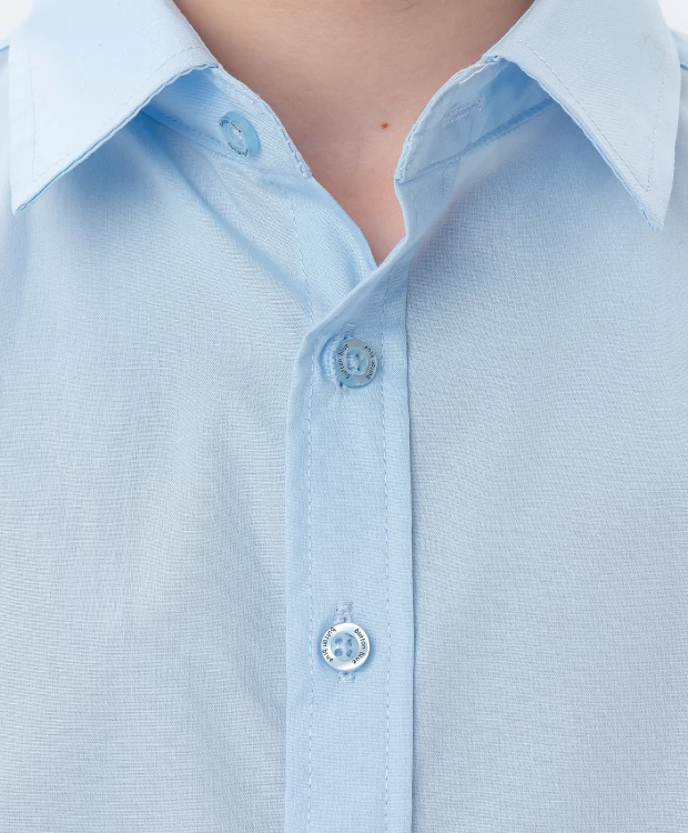фото Рубашка с коротким рукавом голубая button blue (128)