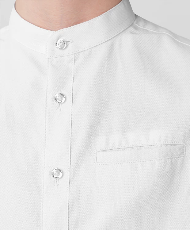 фото Рубашка на пуговицах с карманом белая button blue (158)