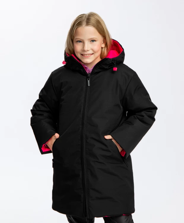 фото Пальто двустороннее зимнее на молнии button blue (140)