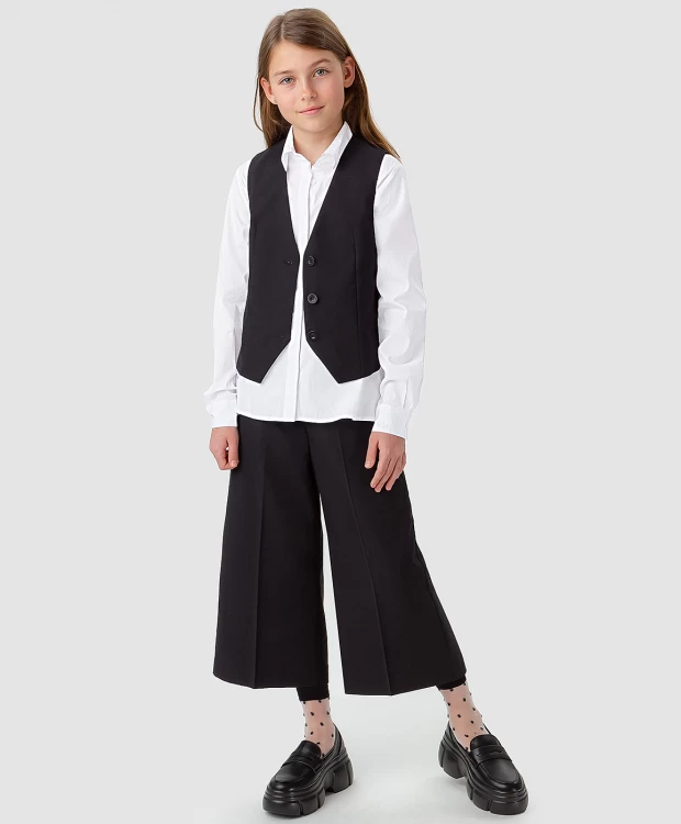 Брюки-кюлоты черные Button Blue школьные брюки кюлоты button blue классический стиль размер 146 серый